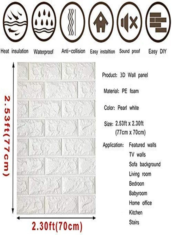 JRM PVC + PE Foam White Brick Textured Wall Panels Peel and Stick Waterproof Self-Adhesive 3D Wall Sticker for Home Living Room Bedroom Background Wall Decoration - Image 3